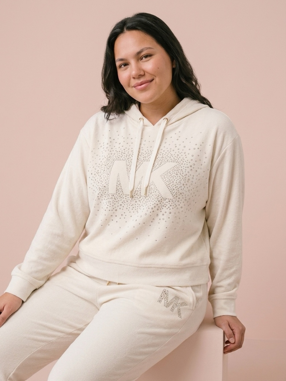 Michael Kors Cream Drawstring Jogger Pants with the Hooded sweater